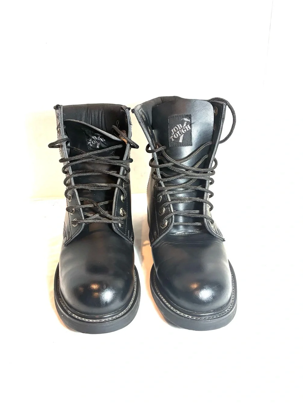 Job Tough Men’s Steel Toe Work Boots Black Lace-Up Safety Boots Size 9.5
